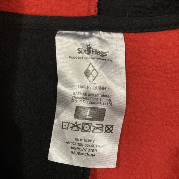 Six Flags x DC Comics Harley Quinn Cosplay Zip Up Hoodie With Mask Adult Size L - Picture 6 of 7